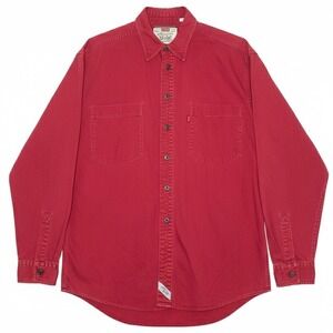 Levis Jacket Mens Large 90s Red Cotton Long Sleeve Button Up Work Chore Shirt